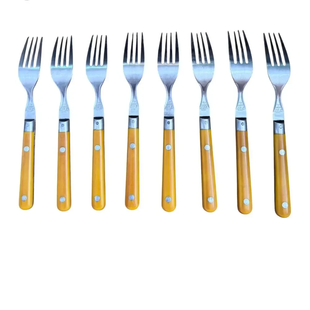 1970s Washington Forge Mardi Gras Butterscotch Yellow Flatware Set 35 Pieces